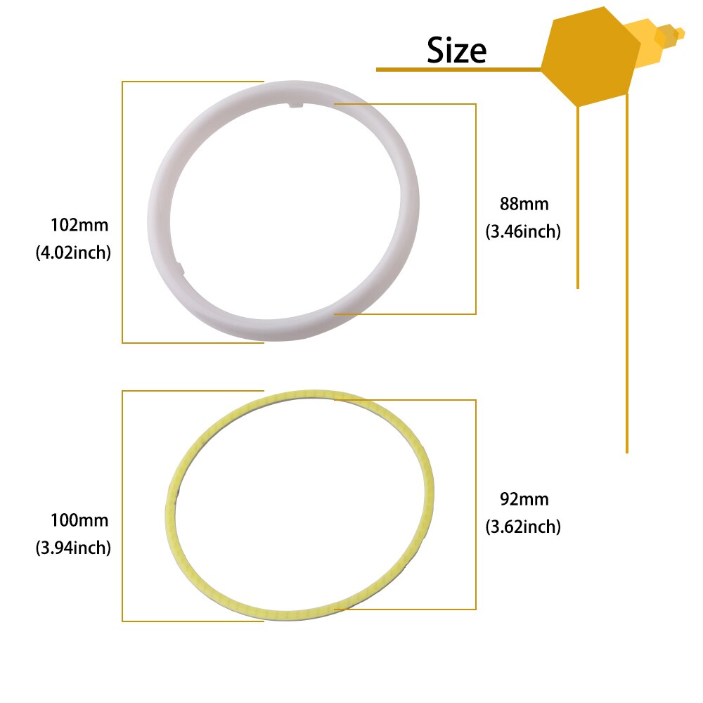 Phares de moto à LED COB Angel Eyes, anneaux Halo en coton 12V APP 60mm 70mm 80mm 90mm 95mm 100mm 110mm 120mm 2 pièces: 100MM