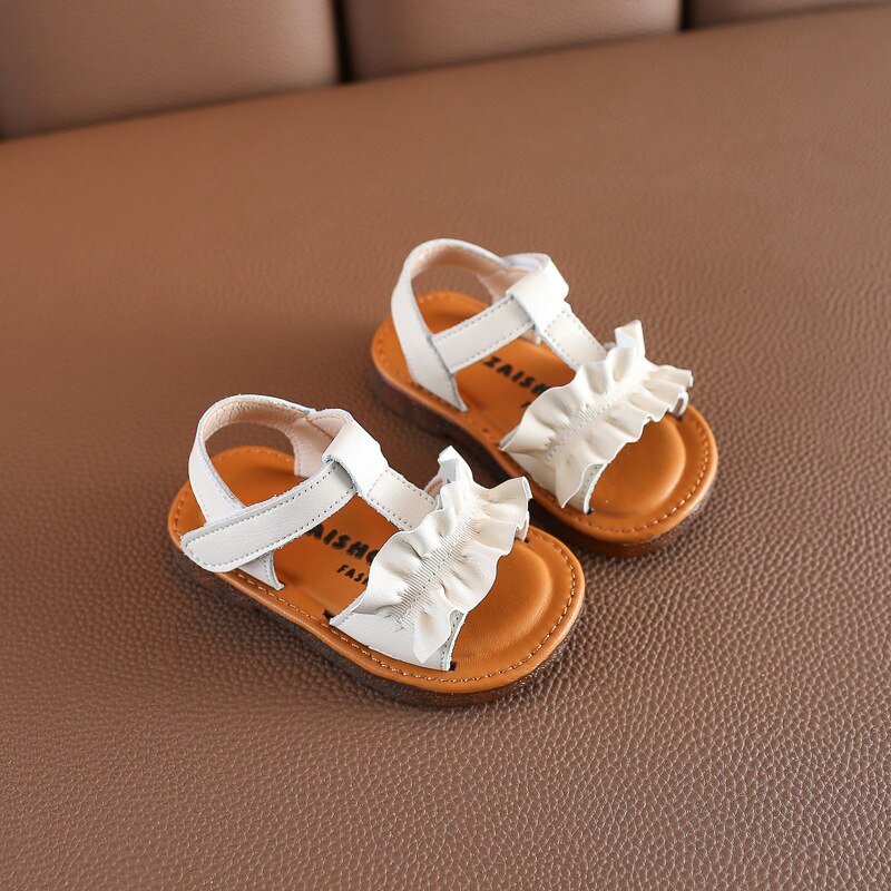 Zomer babymeisjes sandalen casual ademend strandschoenen koreaanse stijl bloemen prinsessenschoenen baby peuter eerste loopschoenen: Beige / Eu16 ( binnen 12cm)