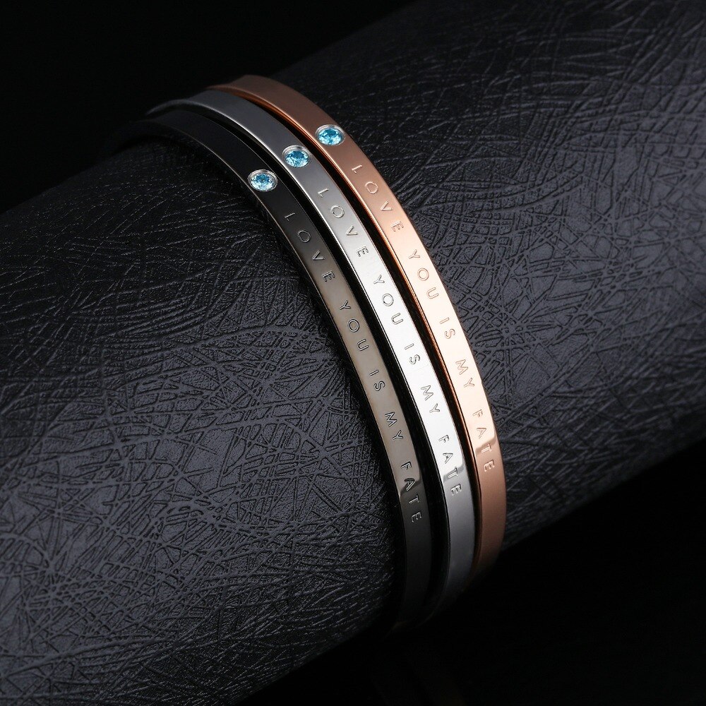 FATE LOVE Koppels Vrouwen Mannen armband & bangles rose goud kleur metalen 316l rvs Brief Mode sieraden voor meisje