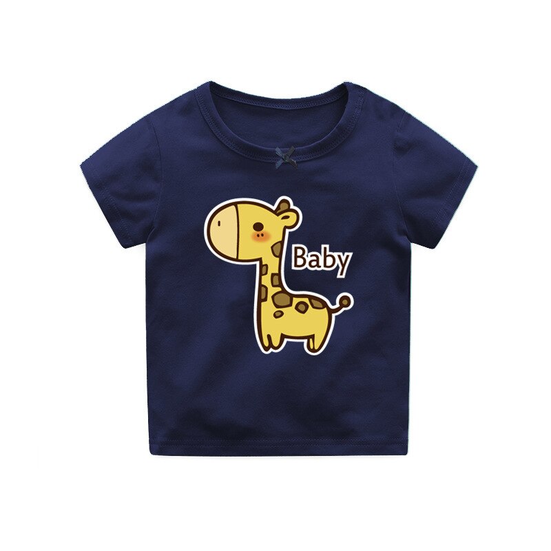 Oklady bebis pojkar flickor t-shirts småbarn sommar tecknat brevtryck t-shirt toppar söt giraff barn flickor bomullströja