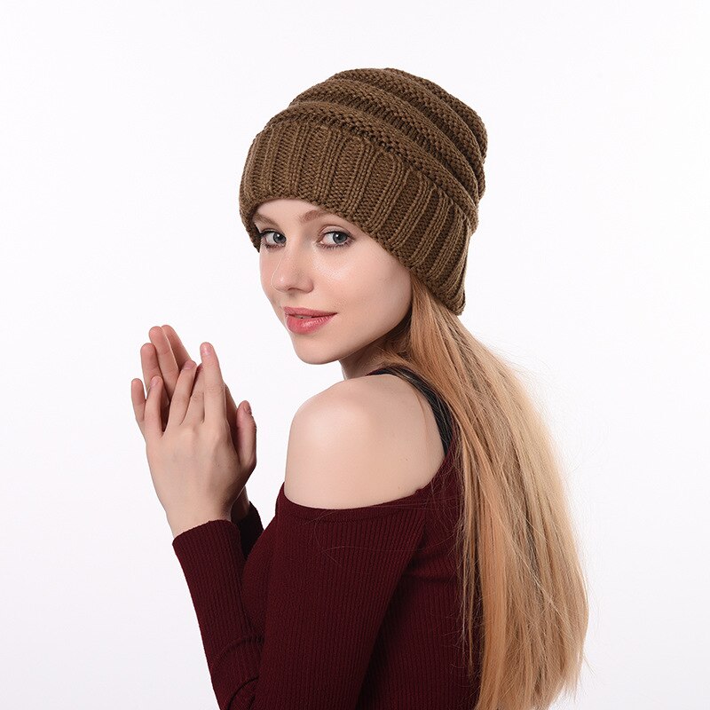 Q Keep Warm Knitted Hat 1Pcs Woman Bonnet 21*21CM Cap Multipurpose Autumn Winter Accessories Winter Essential Hats