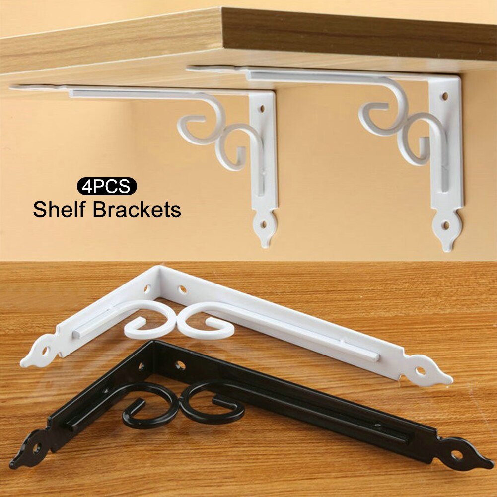 4pcs Thickened Wall Mounted Fixing Right Angle Shelf Bracket Home Decor Cupboard
