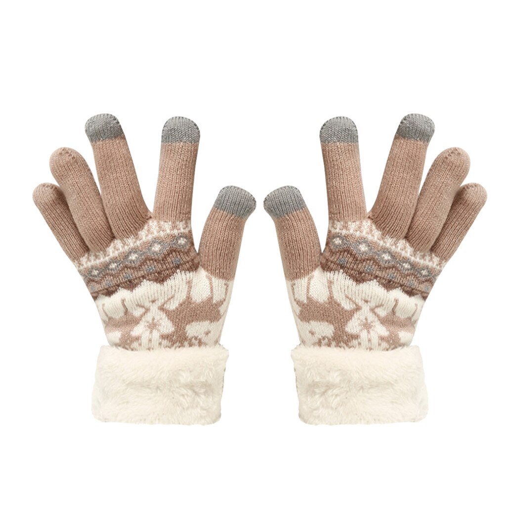 Winter Touchscreen Handschuhe Baby Kinder Extra-warme Fleece Handschuhe Weihnachten Winter Wolle Gestrickte Warme Handschuhe Unisex L1105: Khaki