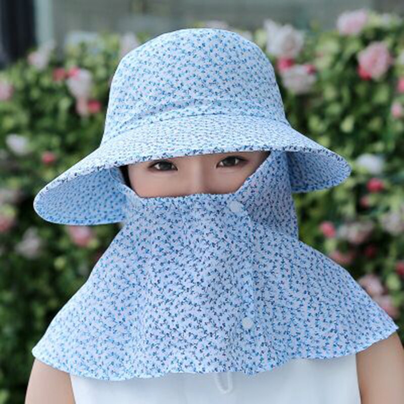 Kvinder sommer solhatte blomstercamouflage pakbar solskærmshat med store hoveder bred skygge strandhat uv beskyttelse kvinde kasket: 8