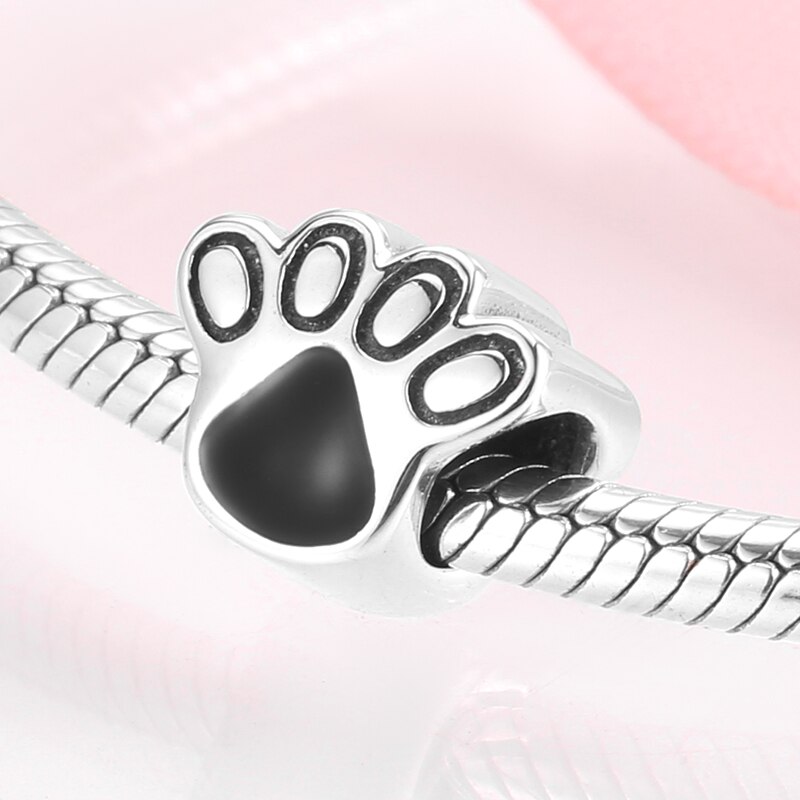 Di lusso del canna Zampa perline 925 sterlina d'argento balck Fascino Dello Smalto Misura Fascino Originale JIUHAO Braccialetto D'argento Dei Monili 925