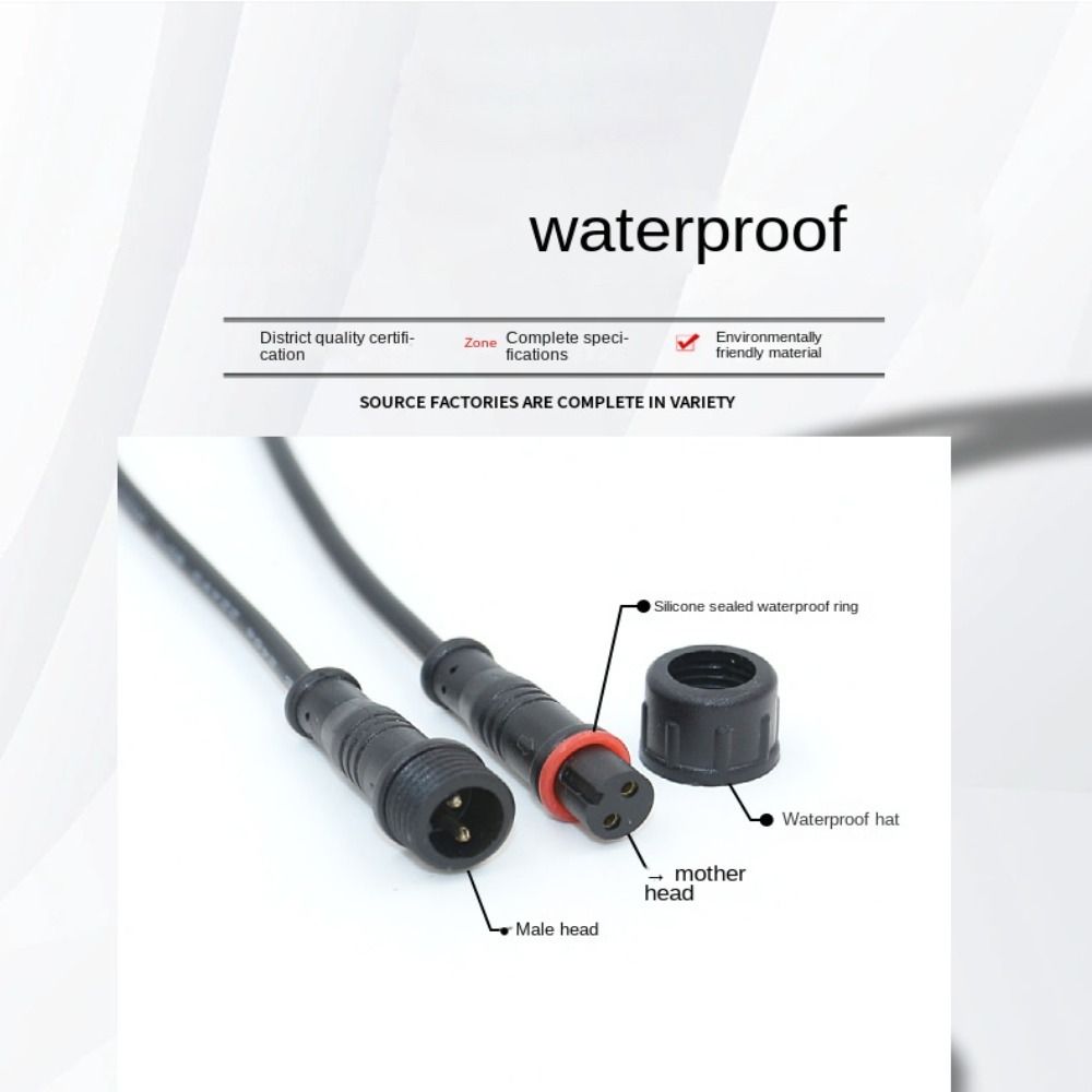 2Pin 3Pin 4Pin Male to Female Led Connector IP67 20CM Waterproof Wire Led Connector Black Cable 2Pin 3Pin 4Pin Jack