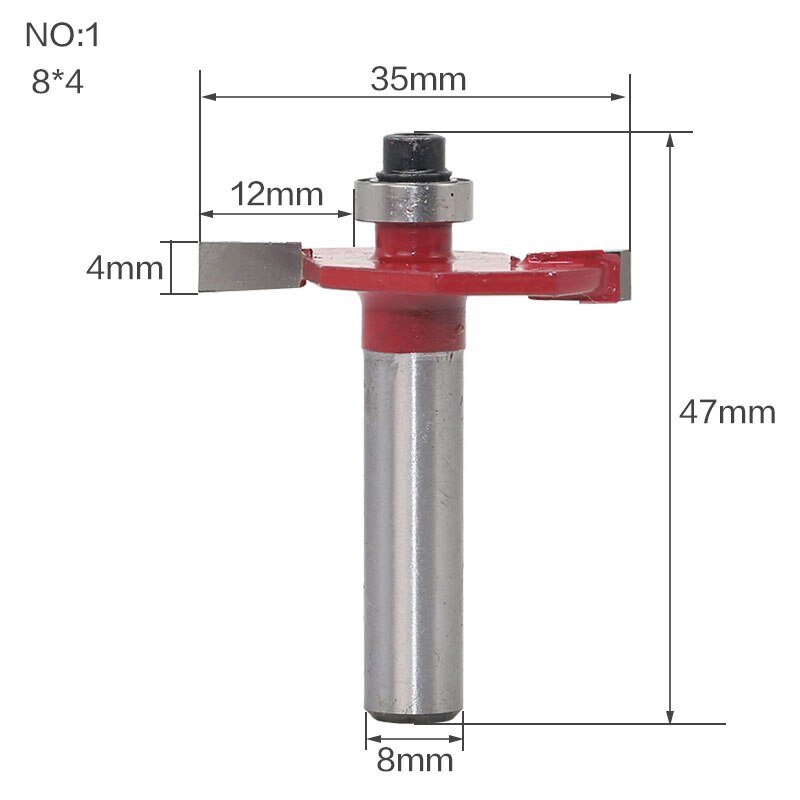 1pc 8mm Shank Height 1/2" X Depth 3/8" T Slot Milling Cutter Wood Router Bit Tungsten Wood Milling Citters Woodworking Tools