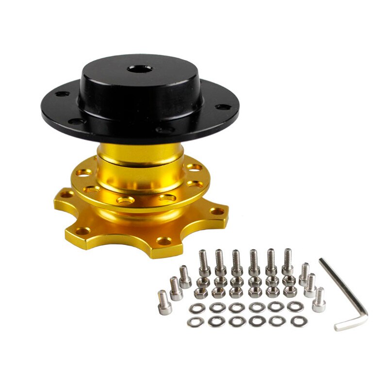 Universal Steering Wheel Quick Release Hub Boss Kit Wheel Hub Adapter For 6 hole Steering Wheel Hub: Gold