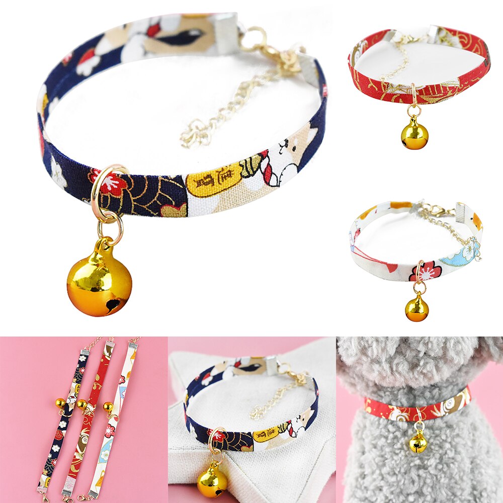 1 pièces collier de chats de compagnie chiens travail manuel Style japonais à la main réglable collier dessin animé imprimé cravate accessoires de chat Adorable