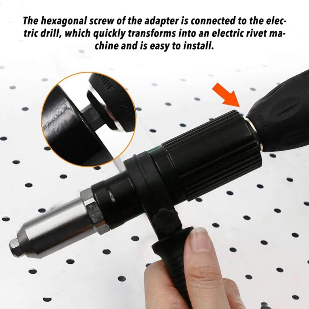 2.4-4.8mm Electric Rivet Gun Riveting Adapter Insert Cordless Rivet Nut Power Tools Kit Riveting Accessories for Electric Drill