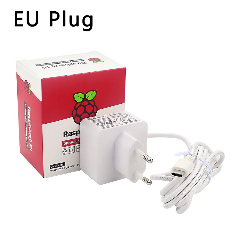 Official Original Raspberry Pi 4 Power Supply 5V 3A USB-C White Power Charger Power Adapter for Raspberry Pi 4 Model B 1G/2G/4G: EU