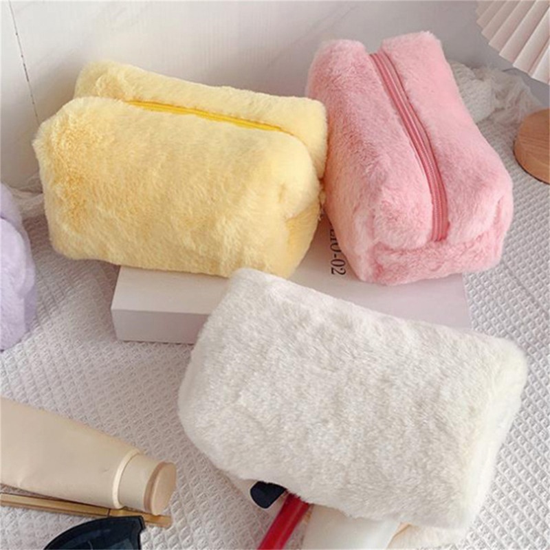 Pels makeuptasker til kvinder blød rejse kosmetiktaske organizer etui unge dame piger makeup etui nødvendigheder 1 pc solide håndtasker