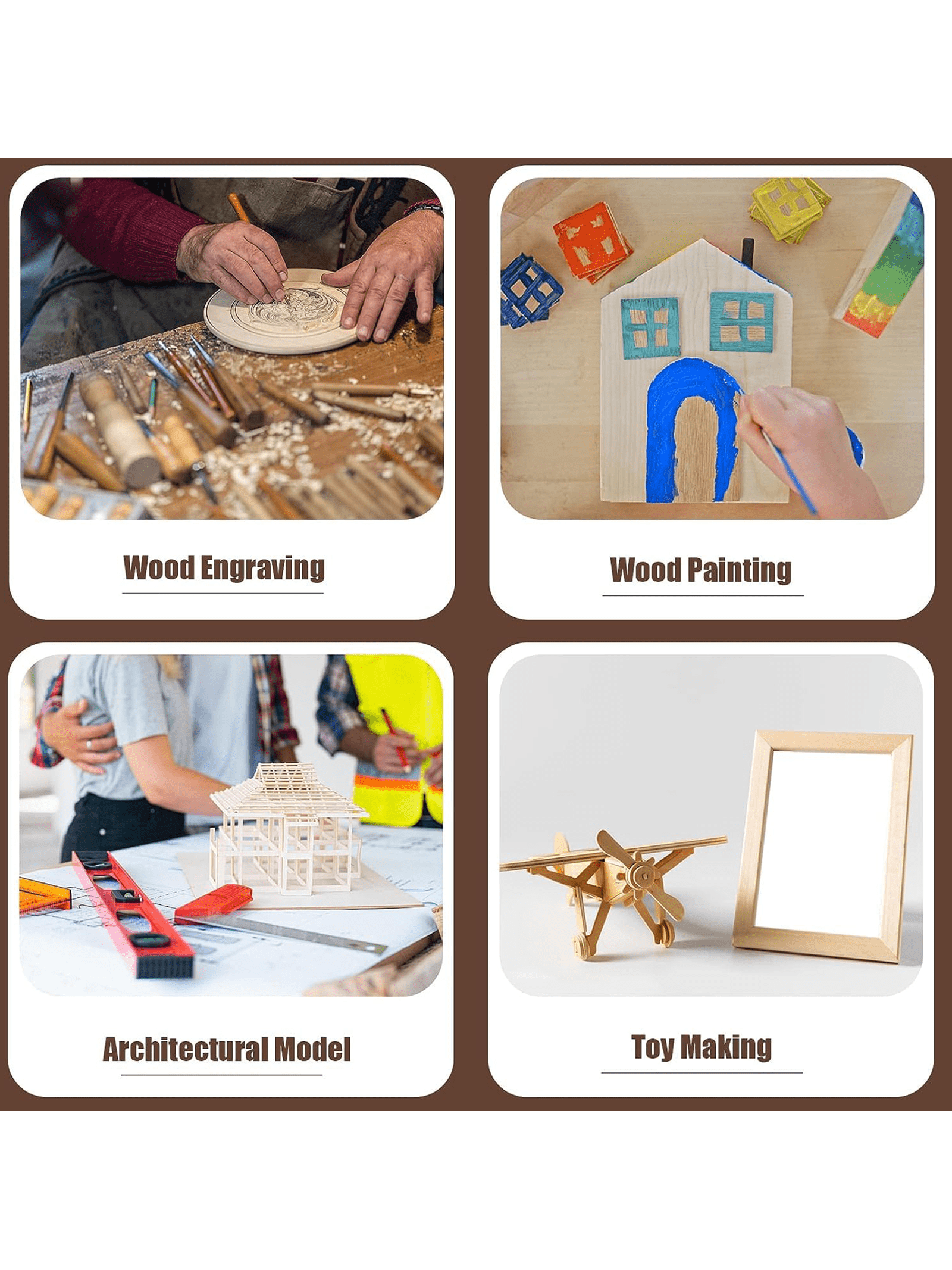 4/8/16 fogli di legno per artigianato 12 x 4 x 1/16 pollici-3 mm di spessore fogli di legno non finiti tavole di compensato sottili per disegno, pittura,