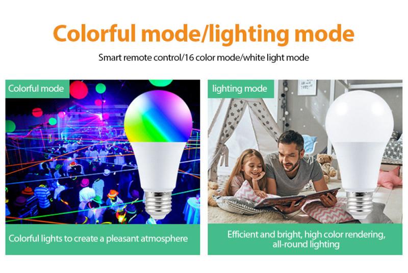 Intelligent remote control bulb light 16 color colorful LED bulb plastic bag aluminum wide pressure RGBW bulb light