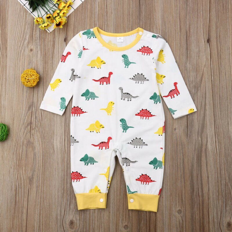 Newborn Baby Boy Girl Dinosaur Romper One Piece Long Sleeve Cute Jumpsuit Clothes Outfit Spring Casual Toddler Infant Clothing