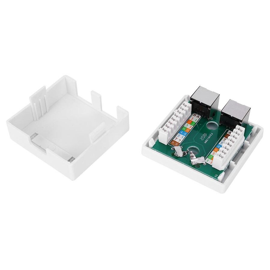 RJ45 Junction Box 8P8C Network Connector 2-Port female-female Desktop Extension Cable Mount Box Surface Jack Super 5 Shield