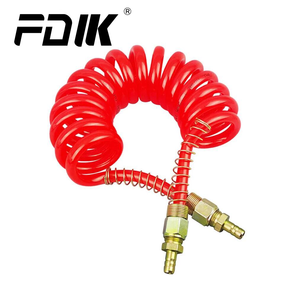 3M long polyurethane PU air compressor hose flexible pneumatic tool with connector spring spiral tube for compressor tools