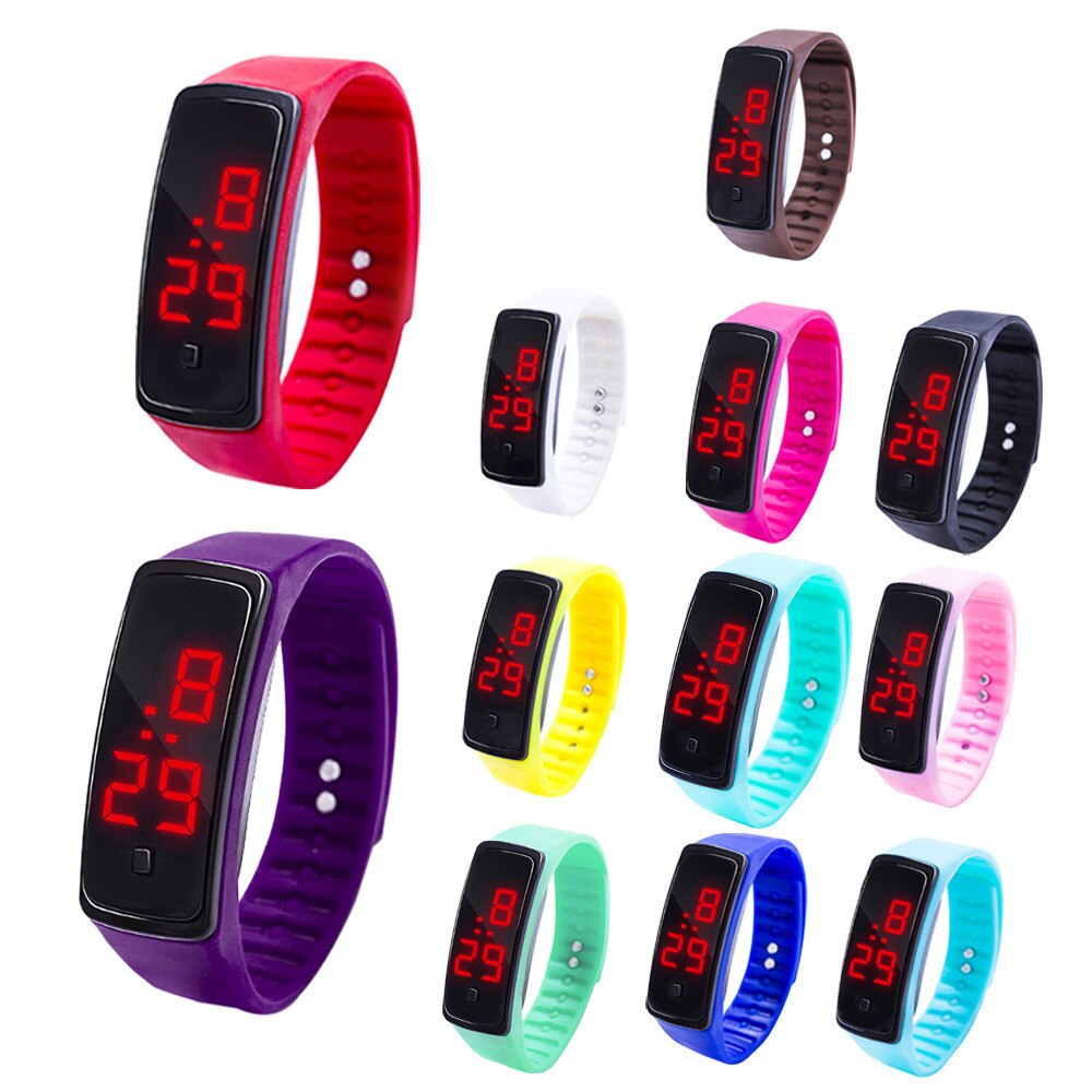 Charmant Horloges Unisex Mannen Vrouwen Siliconen Rode Led Sport Armband Touch Digitale Horloge