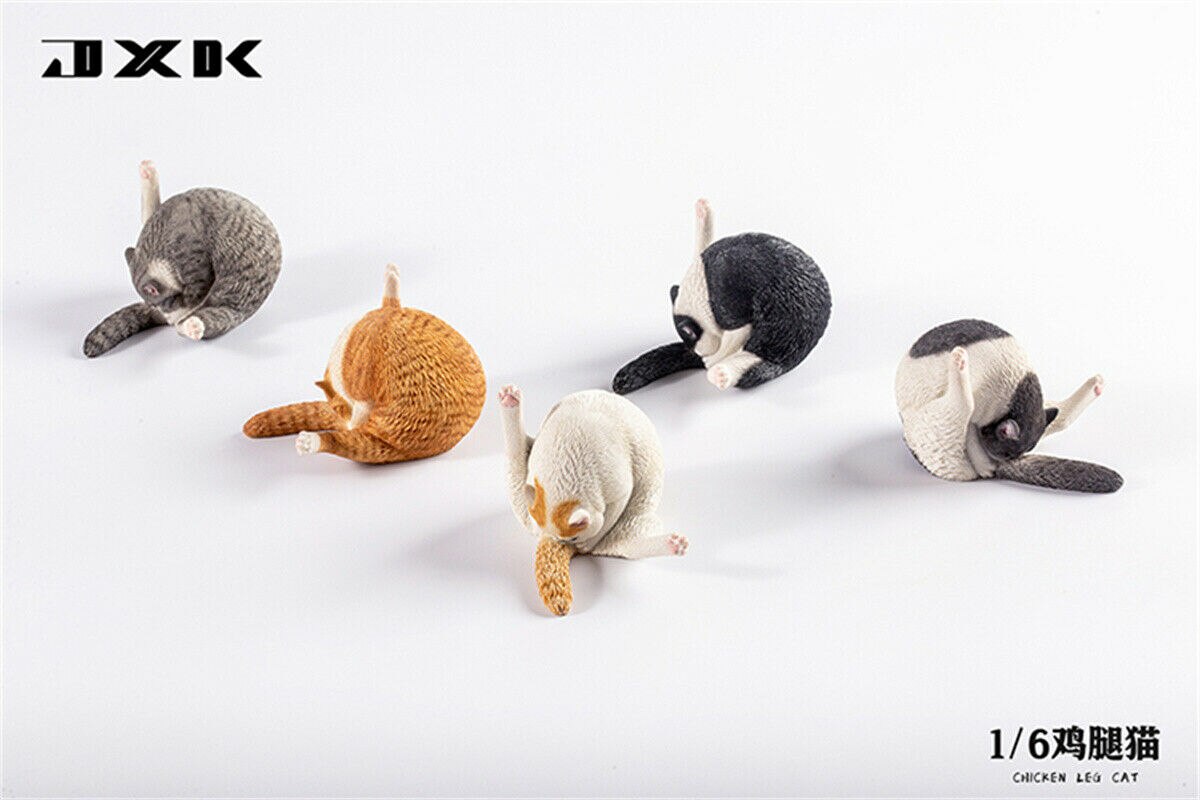 JXK 1/6th Chicken Leg Cat Model Funny Pet Figure Realistic Animal Collector Decoration Ornaments Toys For Children