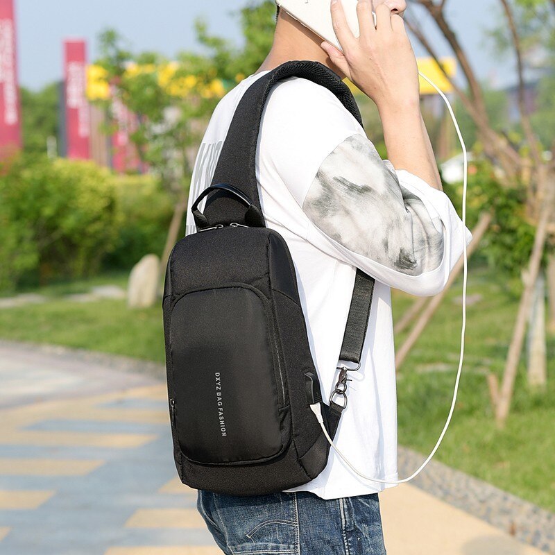 Chest Beach Bag For Men USB Charging Waterproof Pack Casual Crossbody Bolsa Feminina Sac Small Sling Single Shoulder Travel Male