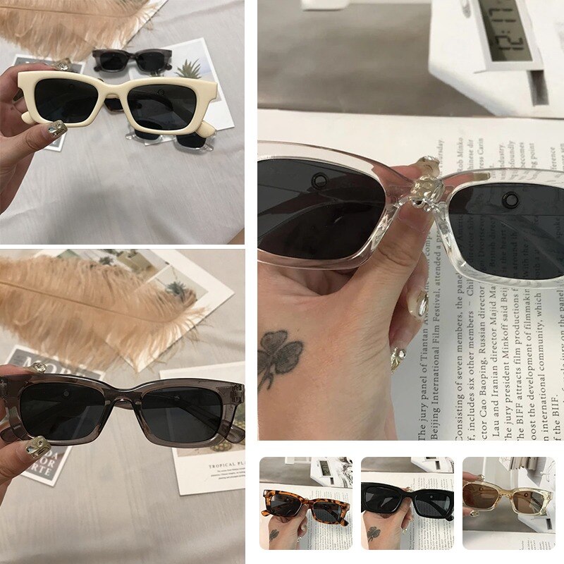 1Stck Neue Frauen Rechteck Jahrgang Sonnenbrille retro Punkte Sonnenbrille Weibliche Dame Brillen Katze Auge Fahrer Brille