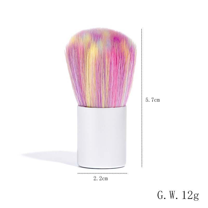 Hytoos 1Pcs Nylon Hoofd Nail Art Stof Borstel Uv Gel Nail Glitter Pigment Borstel Manicure Tool Zachte Kleurrijke blush Borstel