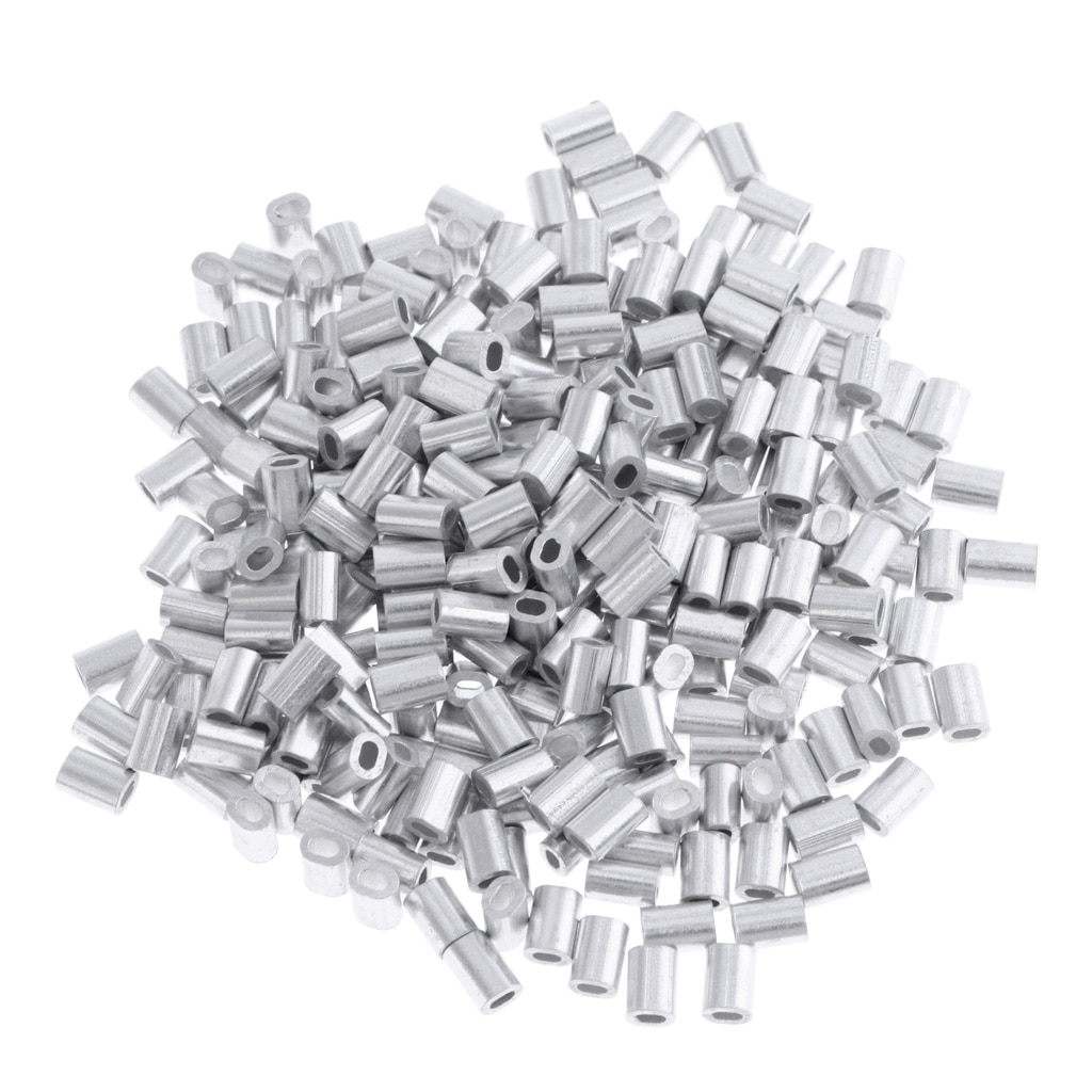Lot de 100 manchons à sertir en aluminium, Double baril, connecteurs de tubes de ligne de pêche