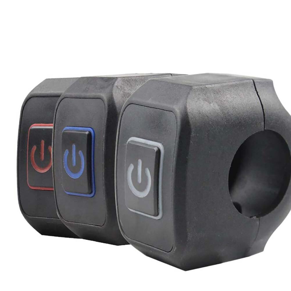 Interruptor momentáneo para manillar de motocicleta, pulsador de 22mm y 7/8 pulgadas, 12V, resistente al agua, con luz LED