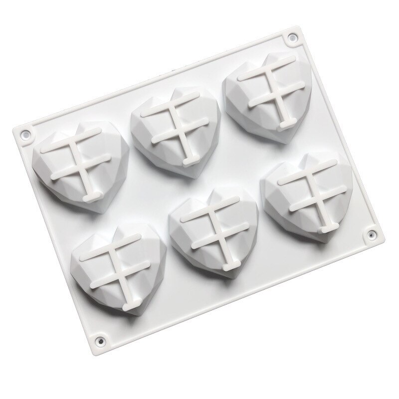 Ibows silikoneform 1pc diamant sødt hjerte lille kage sæbe gør det selv håndlavet kunsthåndværk sæbe hjemmedecro fremstilling af forme 6 former: Hvid