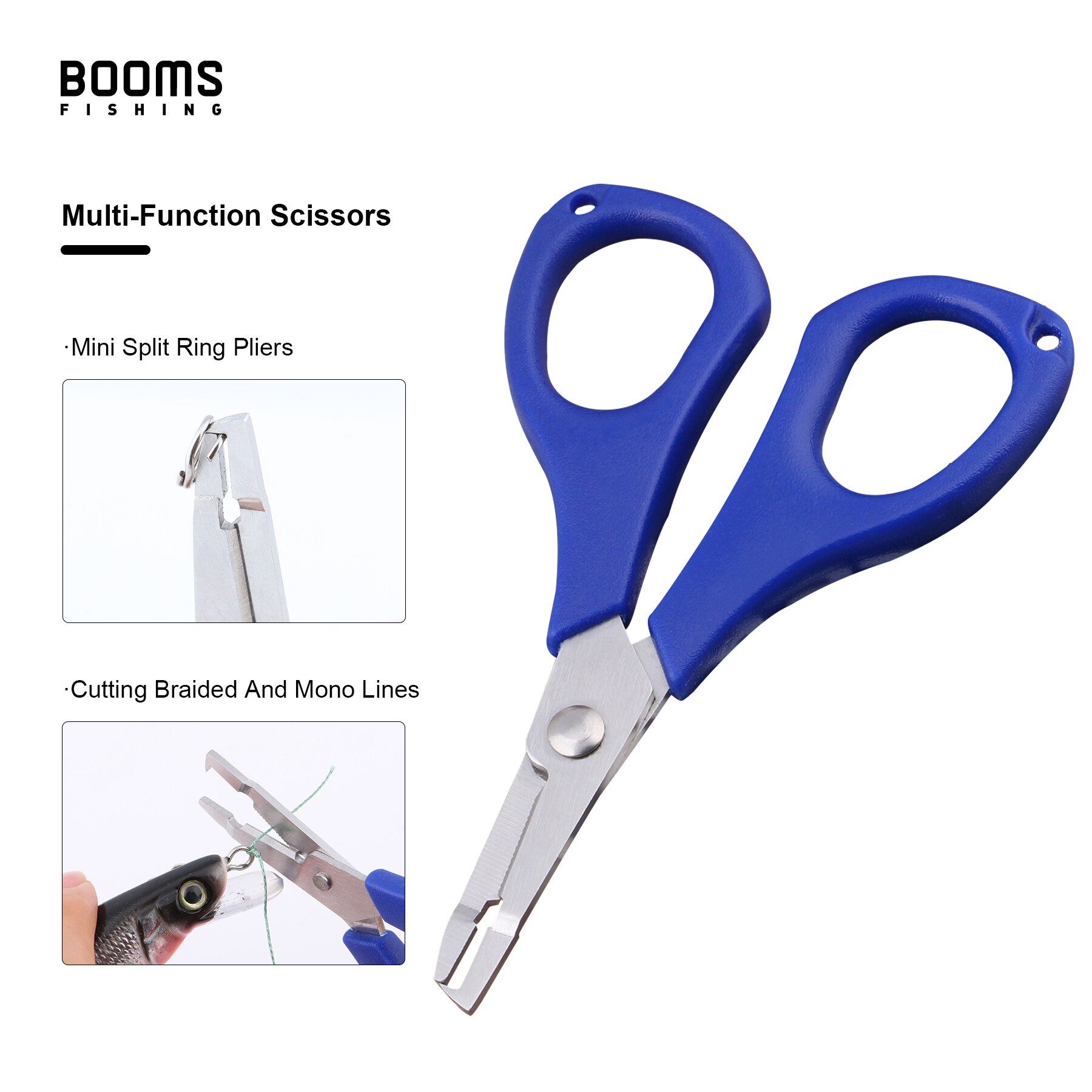 Booms Fishing S01 Braid Line Scissor Fishing Line Scissors with Retractable Badge Holder Carabiner Tackle Boxes Accessorie