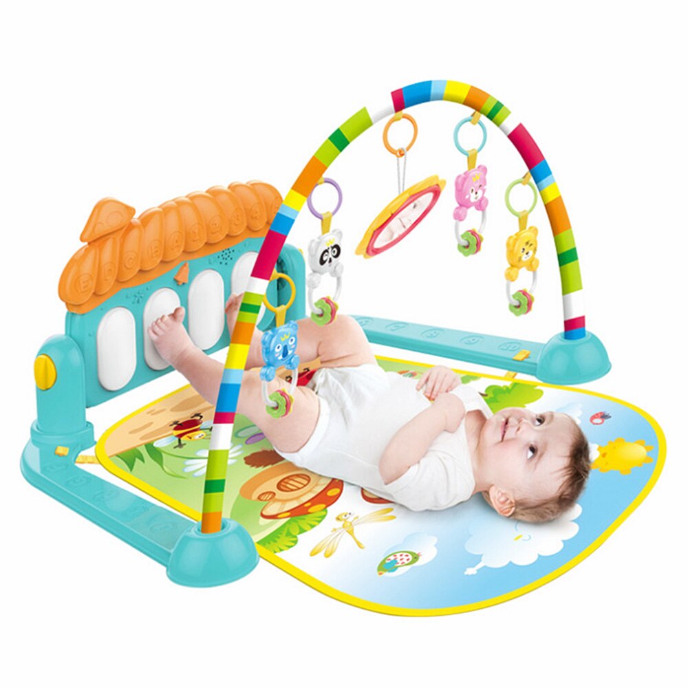 2 em 1 Bebê Chutar e Tocar Piano Ginásio Esteira do Jogo Rastejando Mat Rack de Aptidão Música Rack Da bateria Brinquedo Educativo Cedo para 0 ~ 36 Meses Os Bebês