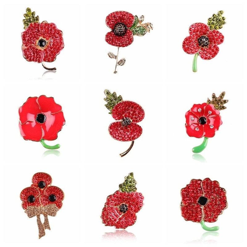 Poppy Broche Uk Prinses Souvenir Pin Geëmailleerd Rode Papaver Bloem Broches Gemenebest Van Naties Zinklegering Broche Pinnen