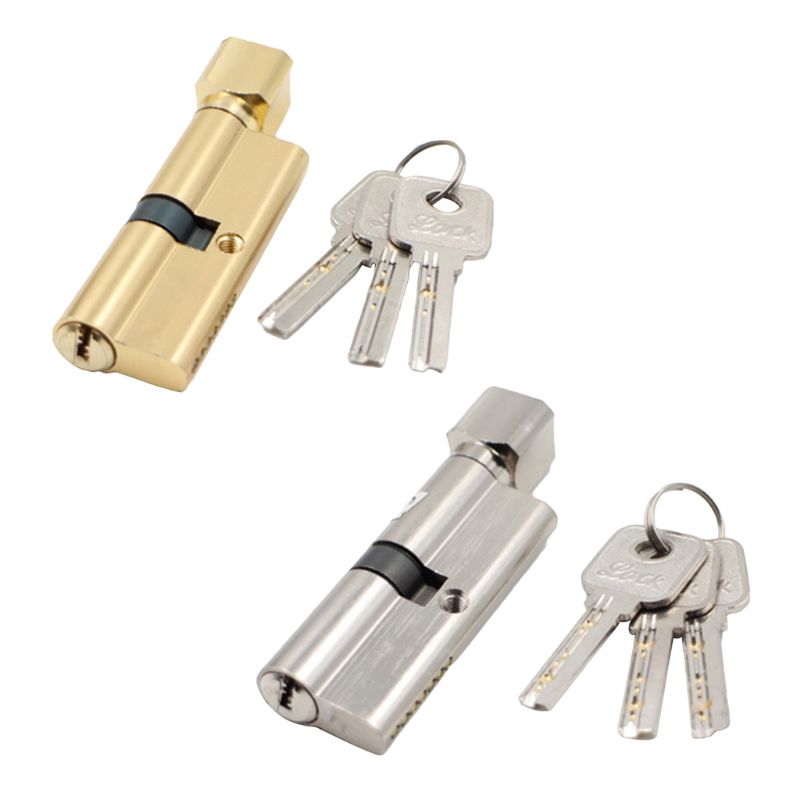 1Set Door Cylinder Lock Anti-theft Entrance Metal Door Lock with 3 Keys for Home