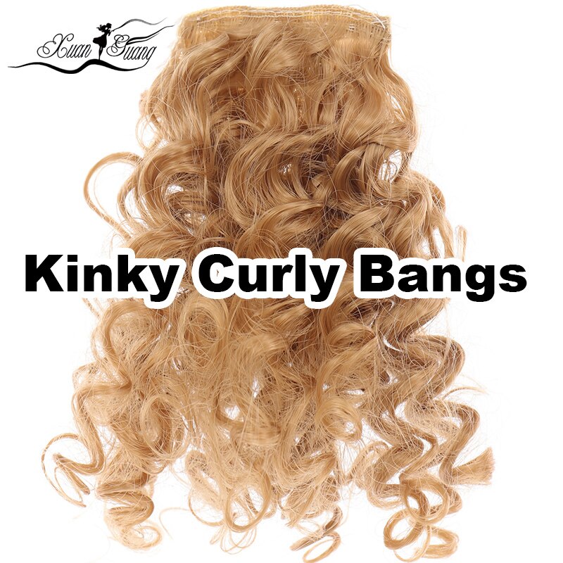 XUANGAUNG-extensiones de cabello postizas para mujer, Clip rizado, peluca con flequillo, flequillo de pelo Natural, piezas de cabello sintético