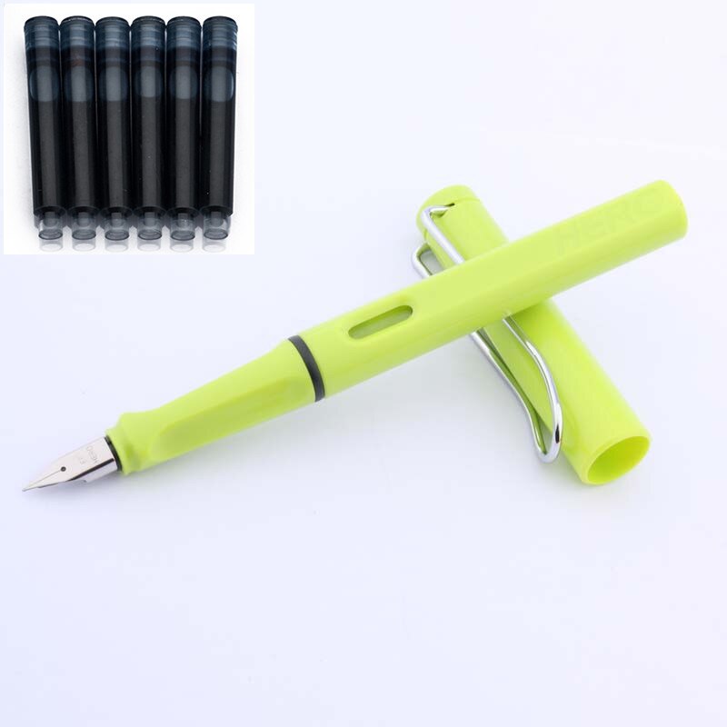 1Pc Hero 359 Klassieke Vulpen Originele Authentieke Plastic Kleur Transparant Ef Briefpapier Kantoor Schoolbenodigdheden Schrijven: Fluorescent green