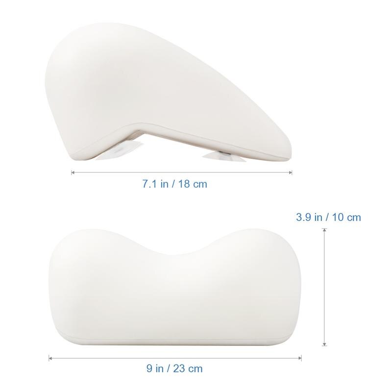 Bathtub Pillow PU Foam Bathtub Pad with Non-slip Suction Cups Comfort Head Neck Support Quick Drying Anti-bacteria White