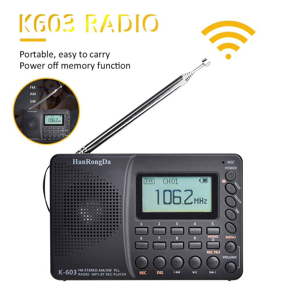 Kannettava digitaalinen radio lcd-näyttö fm am sw radio bluetoothilla 5.0 kaiutinta usb rec äänitallennin tf-kortti  mp3 soitin