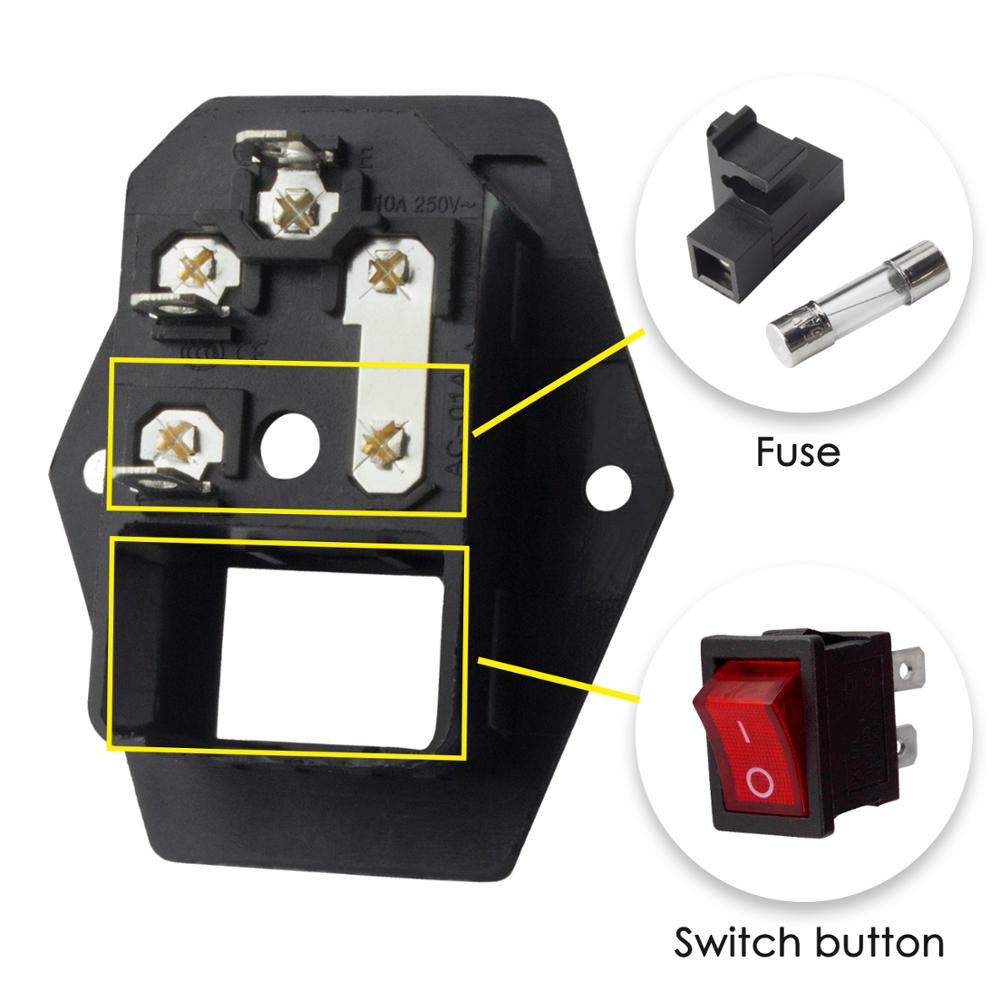 SIMAX3D – interrupteur d'alimentation à bascule IEC 3 broches 320, prises d'alimentation d'entrée C14, prise de commutateur 10A 250V AC, interrupteur d'alimentation pour imprimante 3D