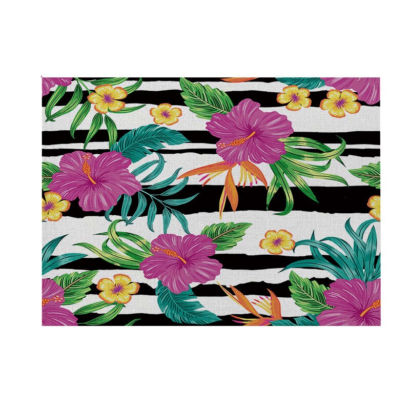 Geometrie Blumen Küche Tischset 42X32 Pflanzen Vogel Dekorative Baumwolle Leinen Tisch matt Westlichen Tischset Getränke Bahn Wasserdicht: 014