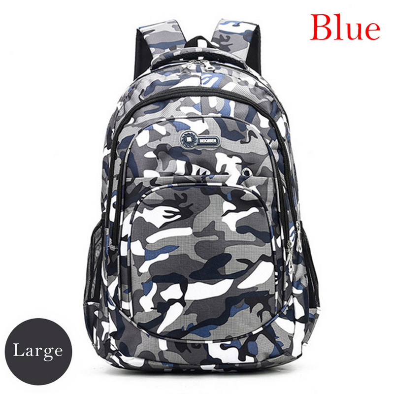 2 tailles Camouflage sacs d'école imperméables pour filles garçons orthopédiques enfants sacs à dos enfants livre sac Mochila Escolar cartable: blue large