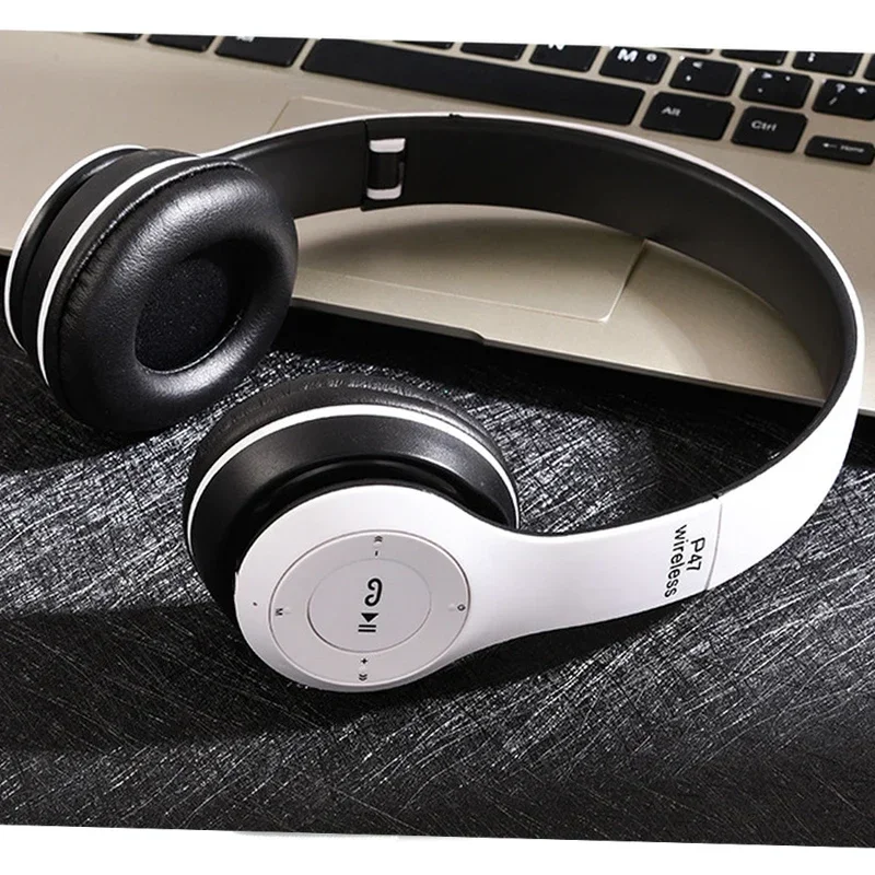 P47 auriculares inalámbricos bluetooth con micrófono auriculares con cancelación de ruido auriculares de sonido estéreo auriculares deportivos para juegos compatibles con PC: Azul