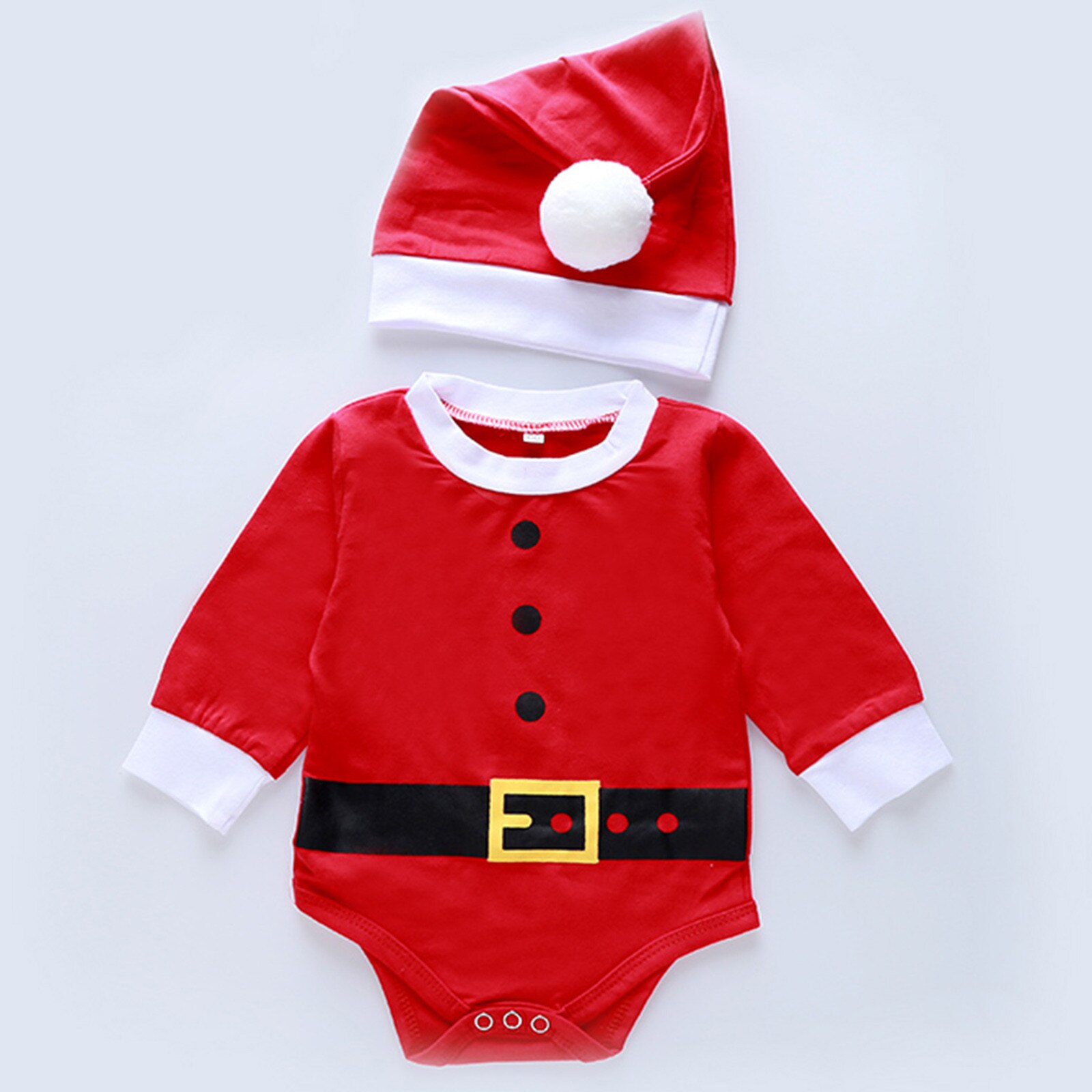 Bebê recém-nascido roupas de natal conjunto infantil da criança chapéu de natal boné macacão playsuit outfits bebê meninos meninas traje de natal ropa: D / 0-3 Months