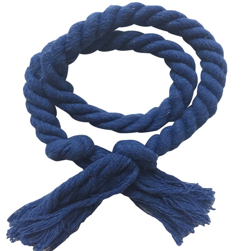 Rideau en corde de chanvre tissé à la main | Paire de rideaux à nouer décoratifs à tirettes, support de corde en chanvre tissé à la main, accessoires de rideau à boucle: Bleu