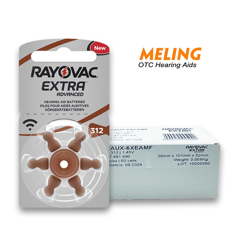 Meling 60 PCS Rayovac Extra Performance Hearing Aid Batteries 312 312A A312 PR41 Zinc Air Hearing Aid Battery: Default Title