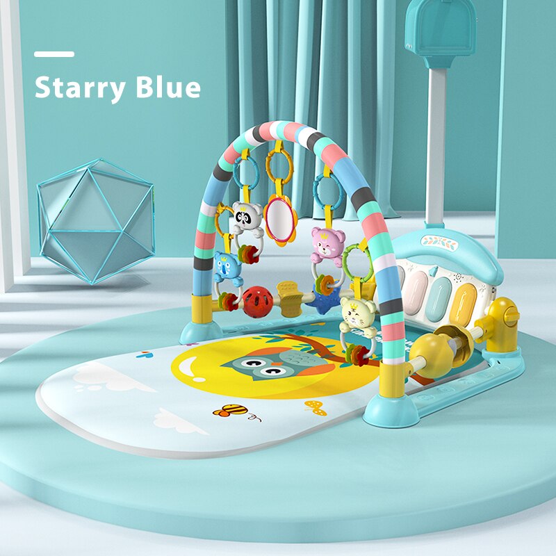 Muziek Baby Speelkleed Gym Pasgeboren Zuigeling Fitness Frame Babies Kid Musical Piano Speelmat Deken Kids Activiteit Tapijt Kruipen mat: Starry Blue