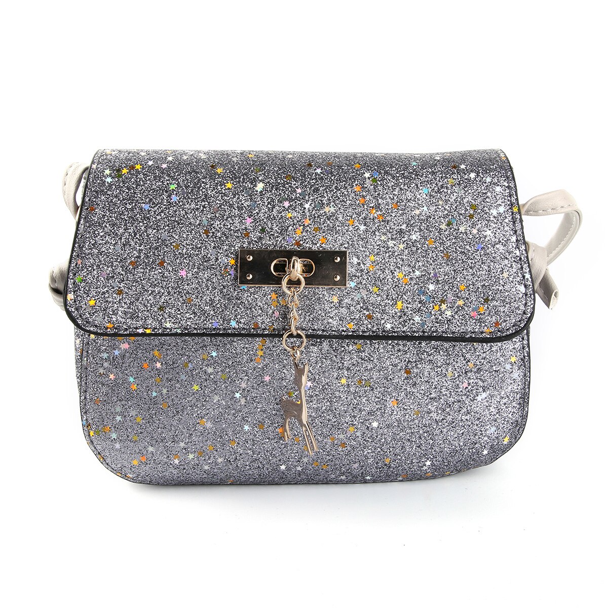 Damenhandtasche aus pu-leder mit glitzer, umhängetasche, crossbody-tasche, envelope-handtasche, hübsche geldbörse, reise- und streetwear-tasche: Silber