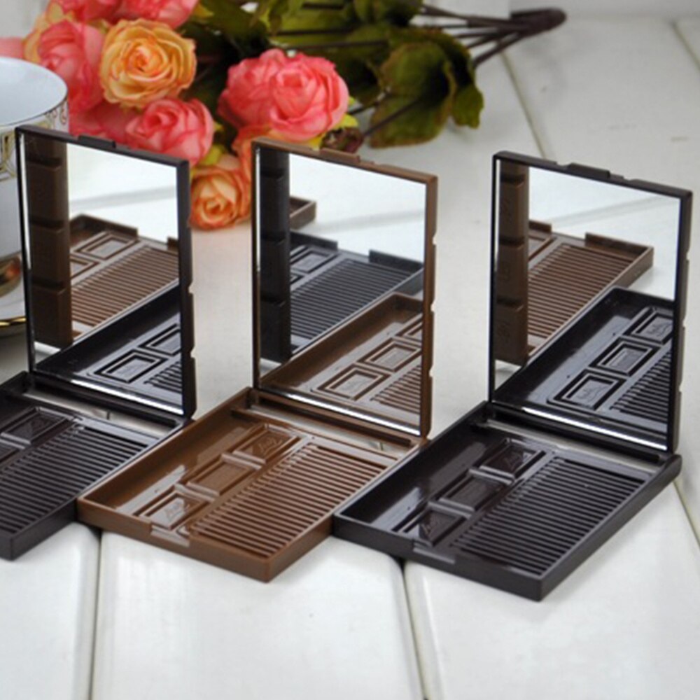 2Pcs Chocolade Compacte Pocket Spiegel Cosmetische Spiegel Met Kam Make-Up Accessoires Donker Bruin Licht Bruin