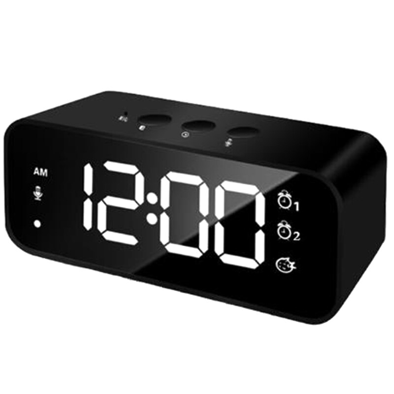 LED Anzeige Digital Wecker, Spiegel Musik Uhr mit Dual Alarme und Schlummern Wecker für Schlafzimmer Küche: Schwarz