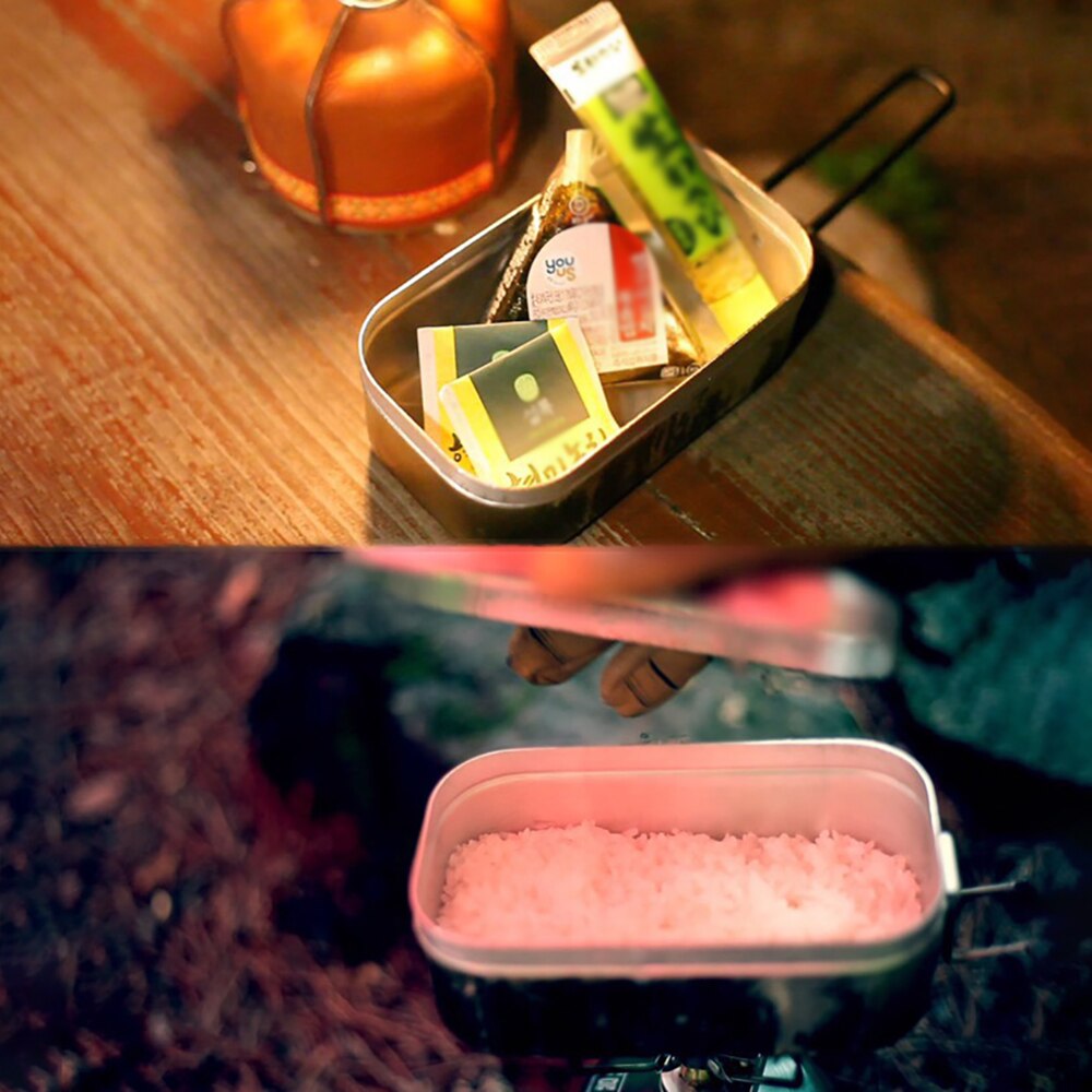 Foldable Aluminum Alloy Stainless Steel Picnic Box Dinner Pail Lunch-Box Breakfast Storage Dinnerware Food Container Office