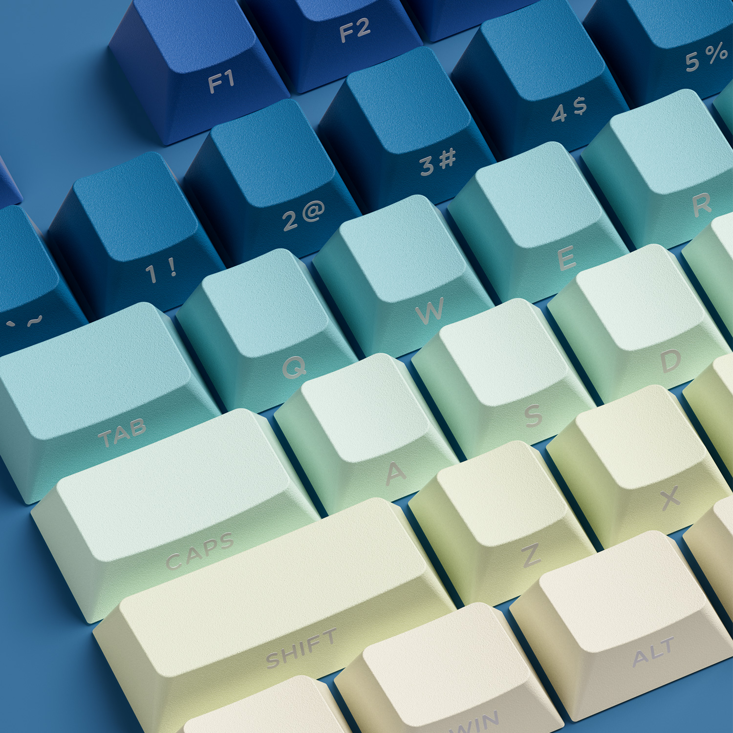 Veekos Gradient Side Printed Keycap Set Cherry Profile PBT Double Shot 136-Key Keycaps for MX Switch Custom Mechanical Keyboard